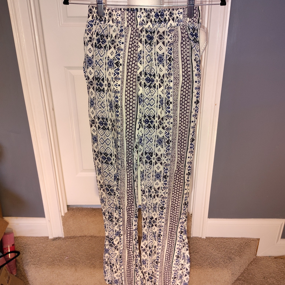 Olivaceous Small Navy and White Boho Wide-Leg‎ Pants